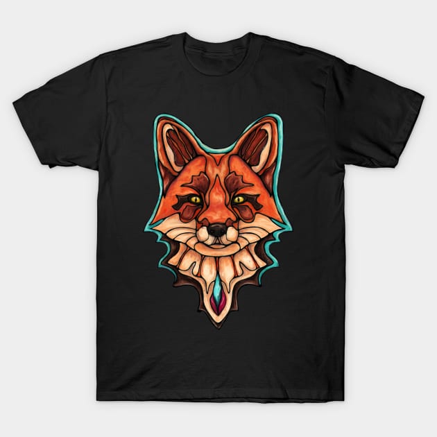 Red fox head, kitsune fox graphic T-Shirt by NadiaChevrel